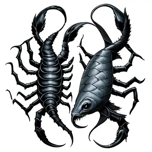 scorpio and pisces zodiac sign tattoo design idea