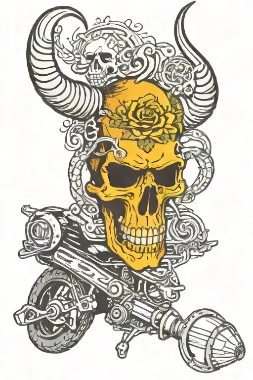 capricorn skull motorcycle and beers and the tattoo design idea