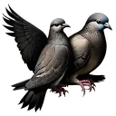 two turtle doves snuggling and standing tattoo design idea