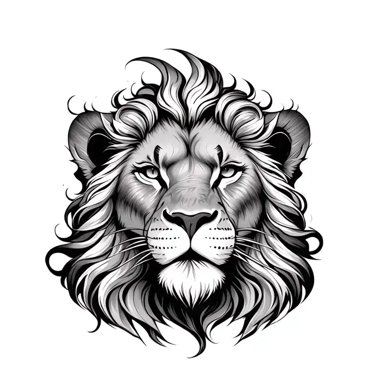lines that form a lion candy from a woman tattoo design idea