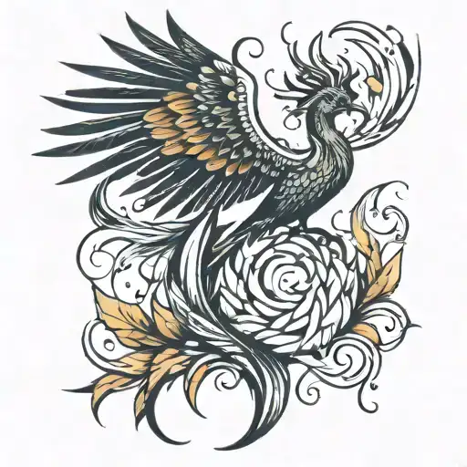 Tattoo Concept: "Phoenix and Quill" Elements:  Phoenix: Symbolizing rebirth and freedom, the phoenix represents your des tattoo design idea