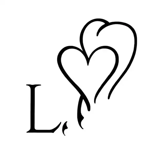 initial l with heart tattoo design idea