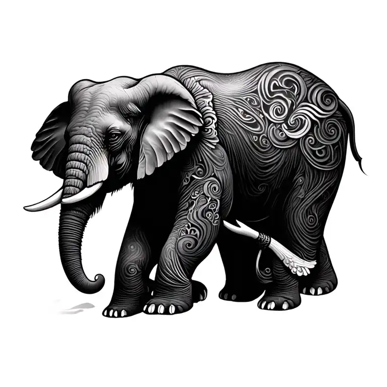 psychedelic dmt Beattie dove elephant tattoo design idea