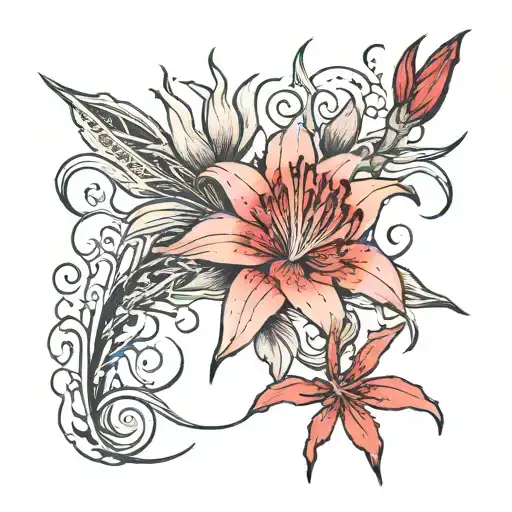 "silent hill" writing surrounded by red spider lily tattoo design idea