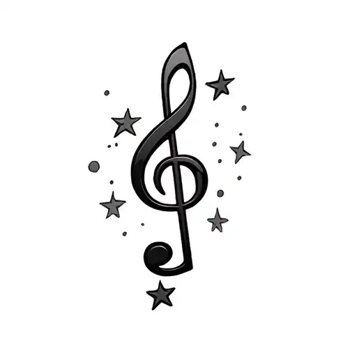 key of g music note with stars tattoo design idea