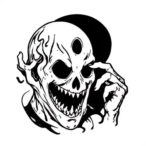 Scary ghost in cartoon style tattoo design idea