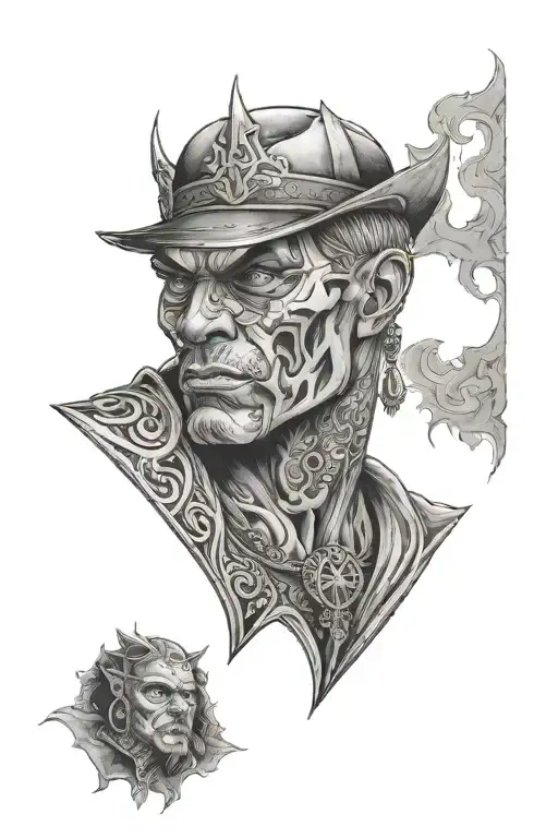 protective father who went through pain and trauma  tattoo design idea