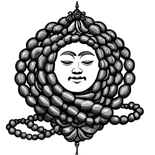 buddhist mala beads wrapping tattoo design idea