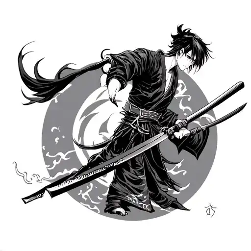 Demon Slayer: Tomioka Giyuu alle spalle di Kamado Tanjiro tattoo design idea