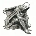 moon knight sitting tattoo design idea