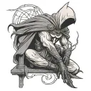 moon knight sitting tattoo design idea