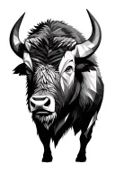 bison face geometric tattoo design idea