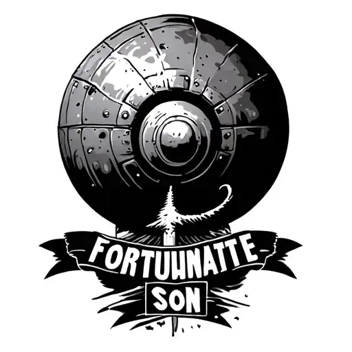 atomic bomb fatboy whith tekst "Fortunate son tattoo design idea