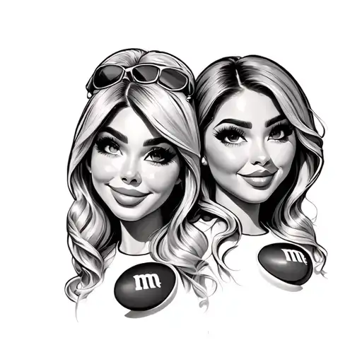 Two female lentils from m&m's tattoo design idea