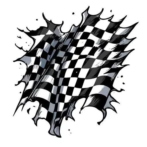checkered flag tearing tattoo design idea