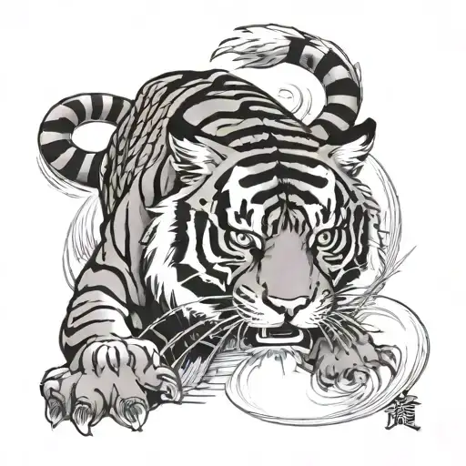 Asian Tiger With koi fish shoulder tattoo design tattoo design idea