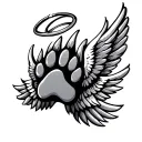 paw print with wings and halo tattoo design idea