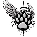 paw print with wings and halo tattoo design idea