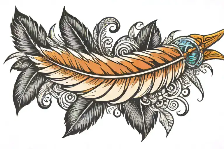 western feather feather feather tattoo design idea