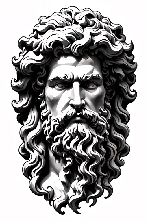 Zeus head emerging tattoo design idea