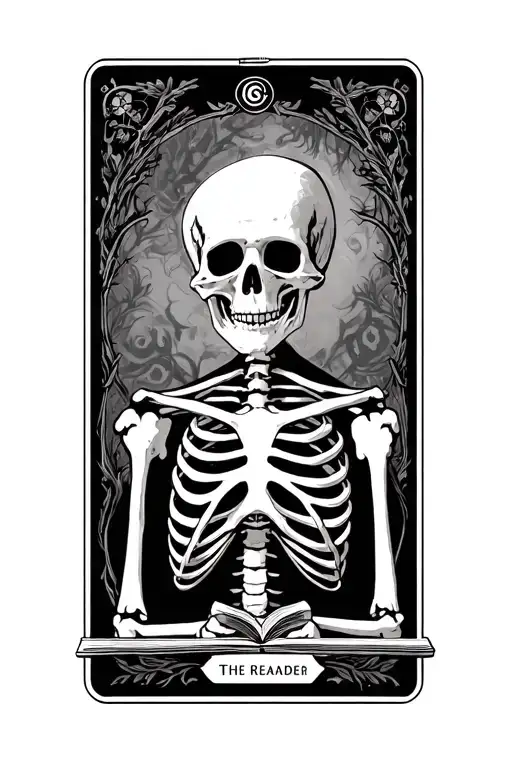 the reader tarot card skeleton tattoo design idea