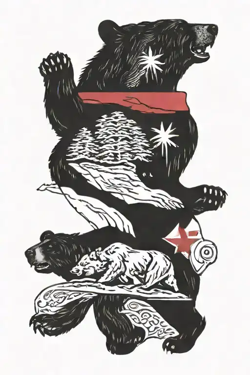 california flag bear tattoo design idea