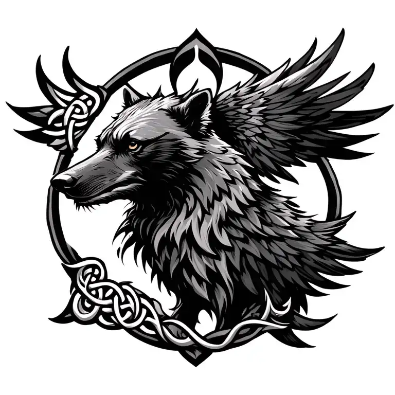 bear wolf raven Phoenix celtic tattoo design idea