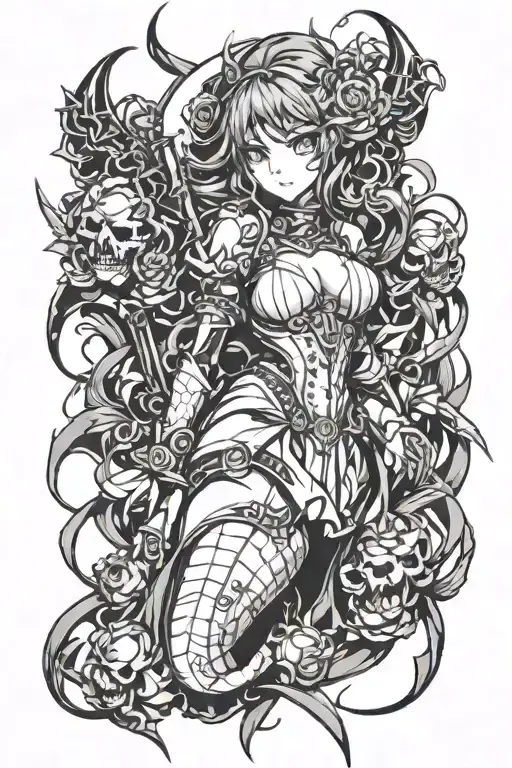 Sexy Albeda from the Overlord anime tattoo design idea