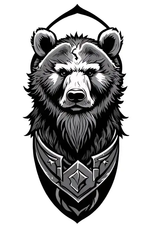 viking warrior with bear head tattoo design idea