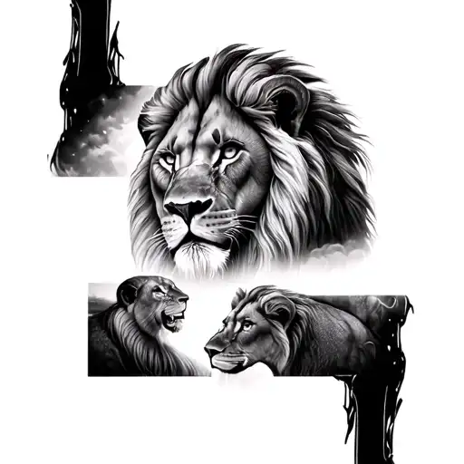 Family Lion tattoo design idea