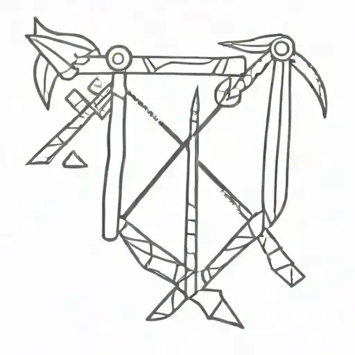 crossed pickaxes with the phrase "rock and stone" below tattoo design idea