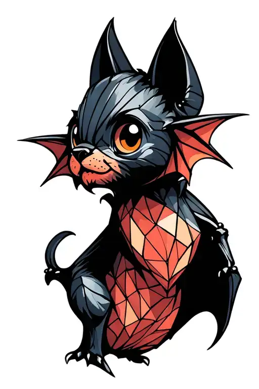 cute bat hanging tattoo design idea