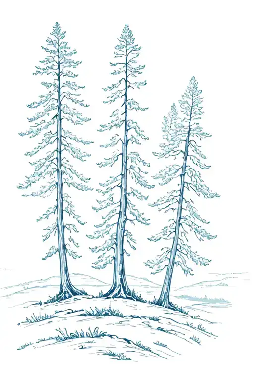 Latvian forest trees in the sunset  tattoo design idea