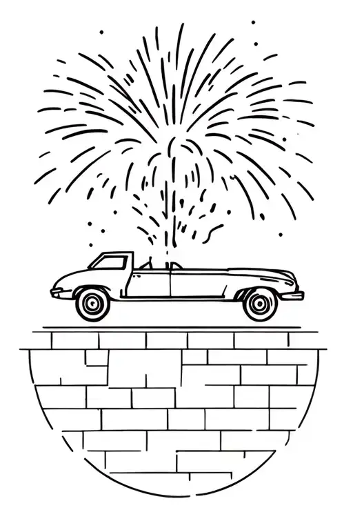firework, carpentry, car and brick bbq tattoo design idea