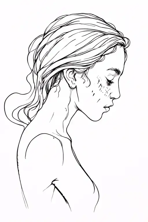 Dont cry your perfect with the scetch od a woman side profile tattoo design idea
