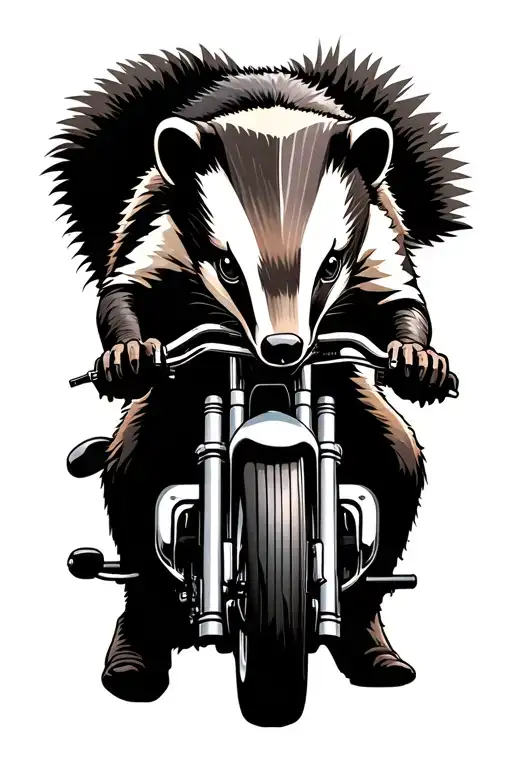 badger on a motorbike doing a wheelie tattoo design idea