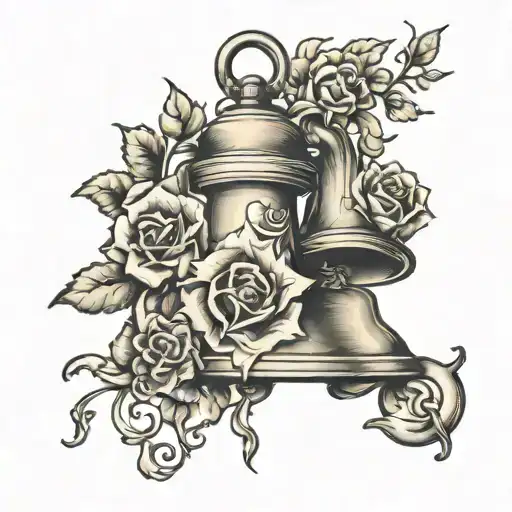 church bell flowers intertwined tattoo design idea
