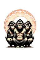 three wise monkeys sitting tattoo design idea