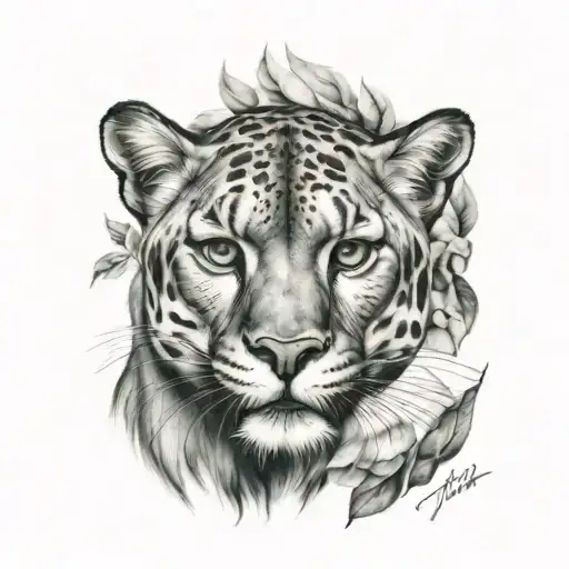 black puma tattoo design idea