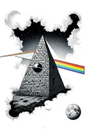 pink floyd dark side of the moon and small brick wall with hole in it tattoo design idea