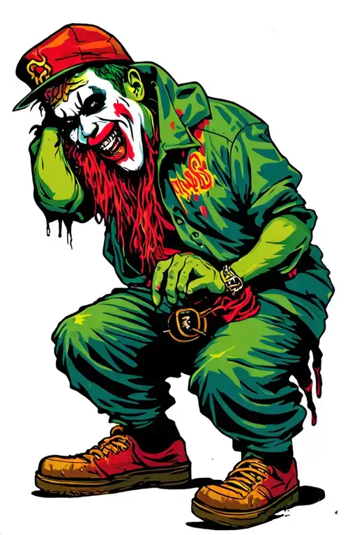 a simple juggalo or hatchet man in a lowrider tattoo design idea