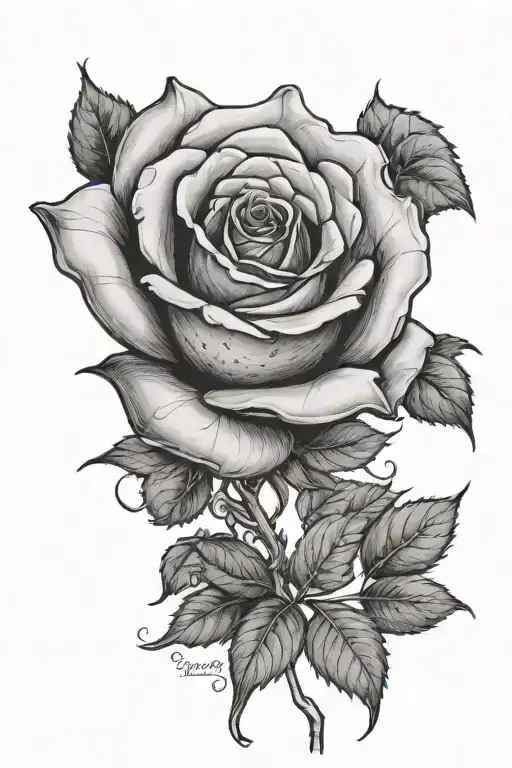 dead rose with a quote "how much surrow can I take?" instead of a stem tattoo design idea