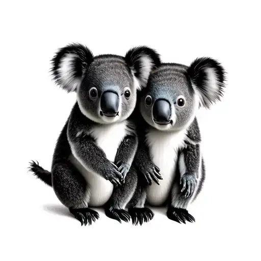 twin koalas together tattoo design idea