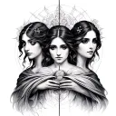three fates measuring life wrapped tattoo design idea