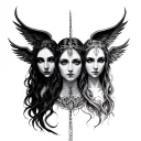 three fates measuring life wrapped tattoo design idea