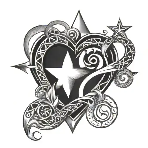 heart, star and infinity sign with the tattoo design idea