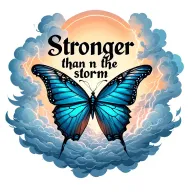 "Stronger than the storm" butterfly emerging from storm clouds lightening storm tattoo design idea