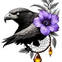 dream catcher, eagle, violet flower and amber gemstone for my upper arm  tattoo design idea