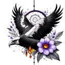 dream catcher, eagle, violet flower and amber gemstone for my upper arm  tattoo design idea