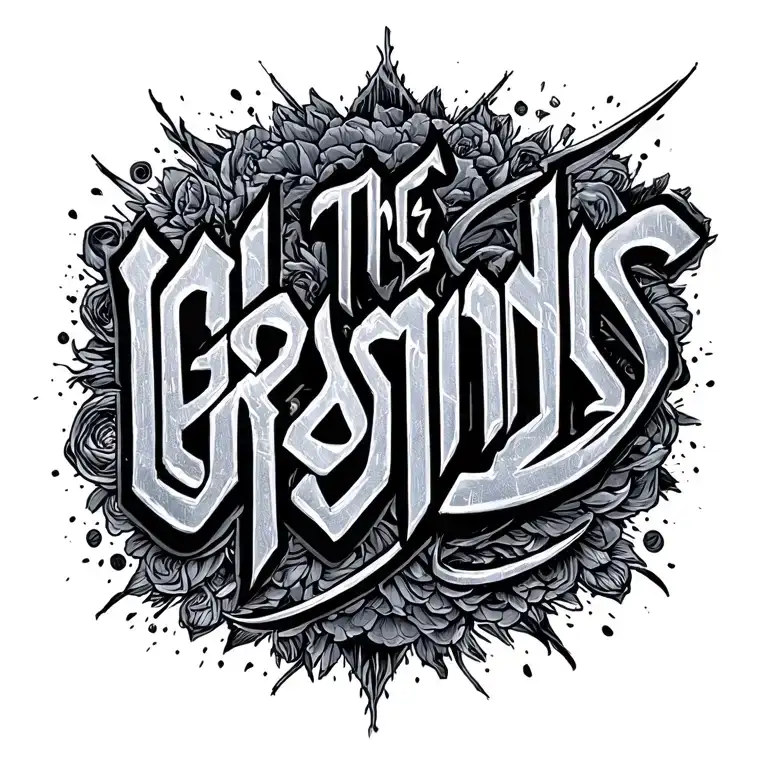 "The Grands" Arabic Calligraphy Dark com a palavra tattoo design idea